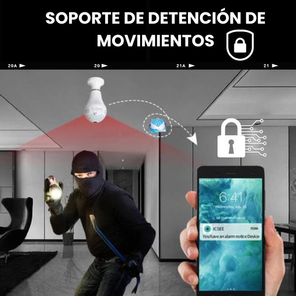 Smart surveillance camera with light bulb. Your safety comes first! 