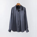 19Momme Silk Long Sleeve Lapel Collar Women's Shirt with Button Up Design