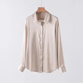 19Momme Silk Long Sleeve Lapel Collar Women's Shirt with Button Up Design