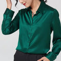 19Momme Silk Long Sleeve Lapel Collar Women's Shirt with Button Up Design