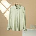 19Momme Silk Long Sleeve Lapel Collar Women's Shirt with Button Up Design