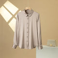 19Momme Silk Long Sleeve Lapel Collar Women's Shirt with Button Up Design