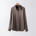 19Momme Silk Long Sleeve Lapel Collar Women's Shirt with Button Up Design