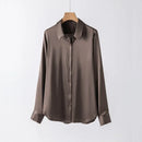 19Momme Silk Long Sleeve Lapel Collar Women's Shirt with Button Up Design