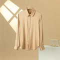 19Momme Silk Long Sleeve Lapel Collar Women's Shirt with Button Up Design